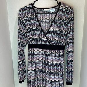 Announcements faux wrap long sleeve top size large 12/14